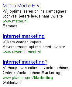 Plaatsen bij Adwords