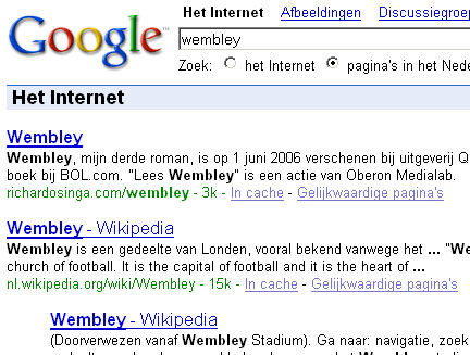 Wembley in Google