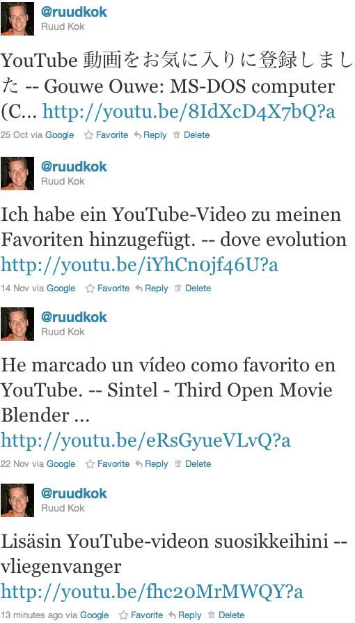 Youtube tweets in verschillende talen